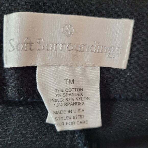 Soft Surroundings Black Textured Stretch Front Zip Straight Leg Tall Length Pant - Picture 4 of 5